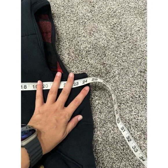 Polo Ralph Lauren Vest Quilted Plaid Lining Men XL Black Red Plaid Snap - Picture 3 of 6